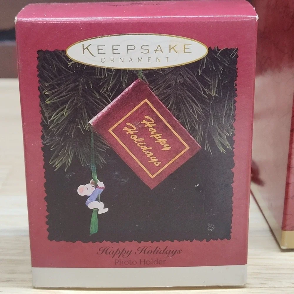 Vintage 4 Hallmark Keepsake Ornament Santa's Merry Path Folk art Hershey's